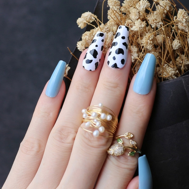 Cow Print Acrylic Nails