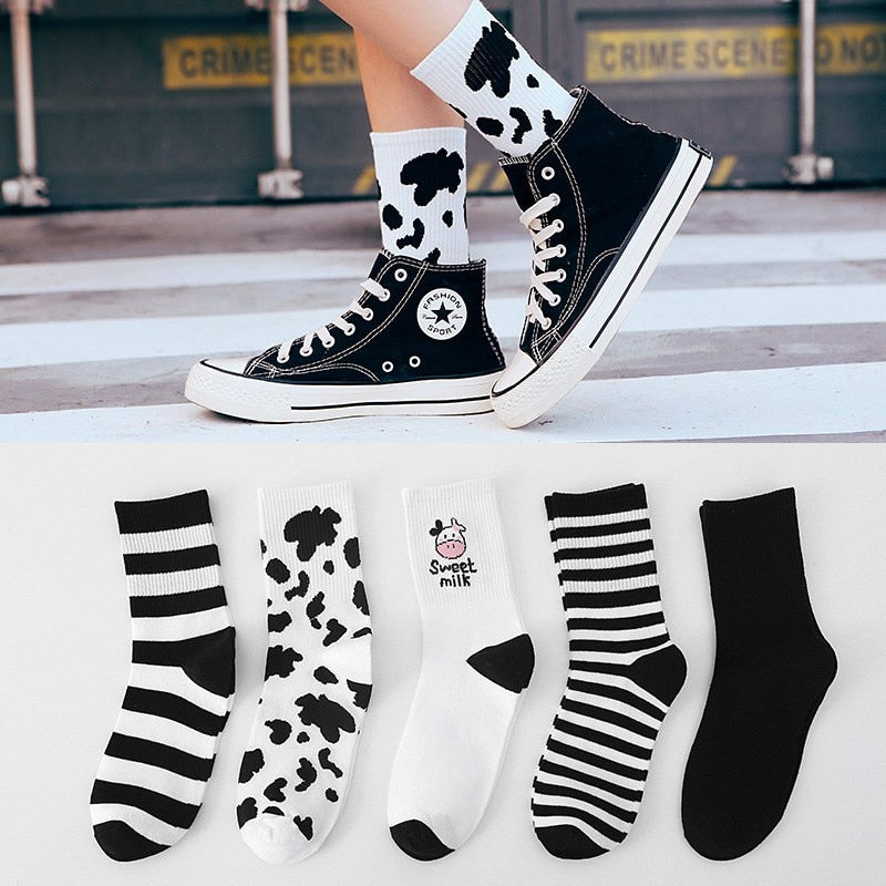 Cute Assorted Cow Socks - Harajuku Japanese Style