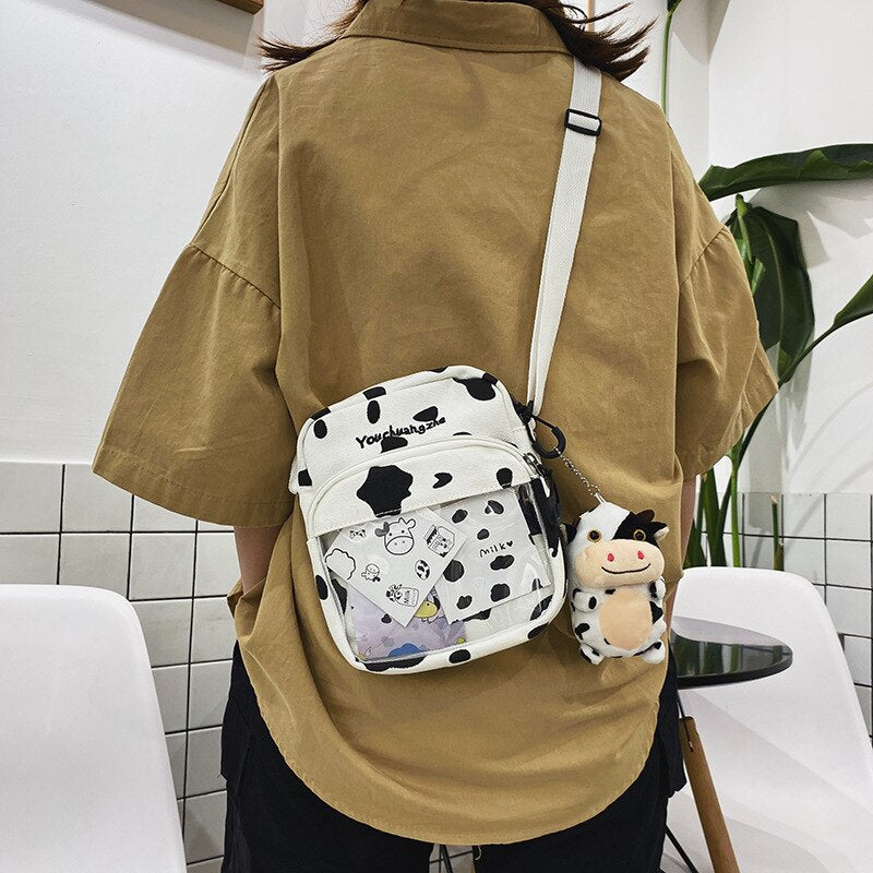 Cow Print Canvas Crossbody Bag