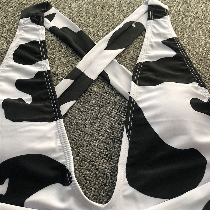 Cow Print One-Piece Swimsuit