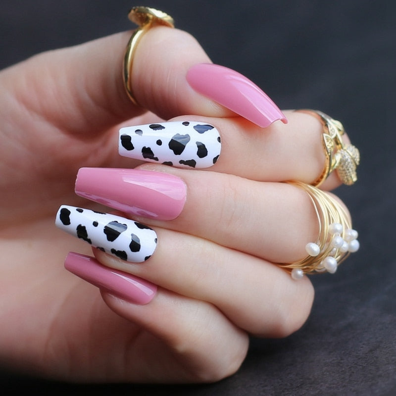 Cow Print Acrylic Nails