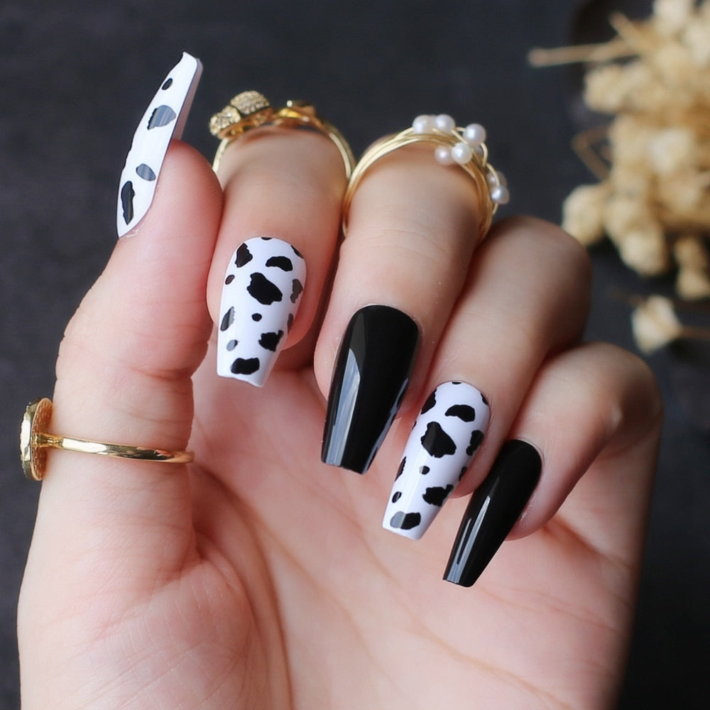 Cow Print Acrylic Nails