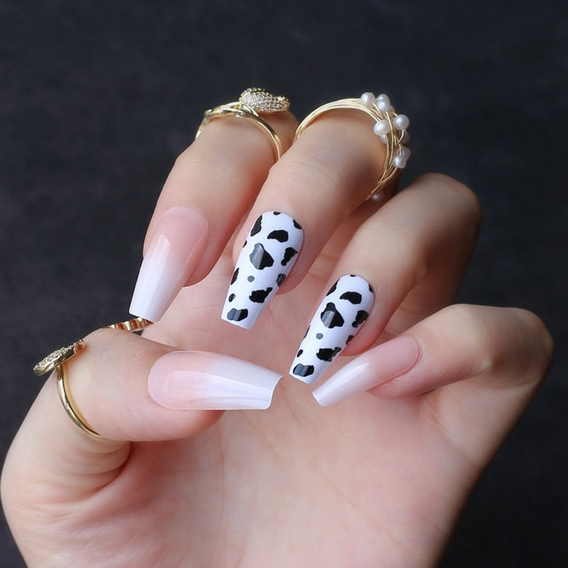 Cow Print Acrylic Nails