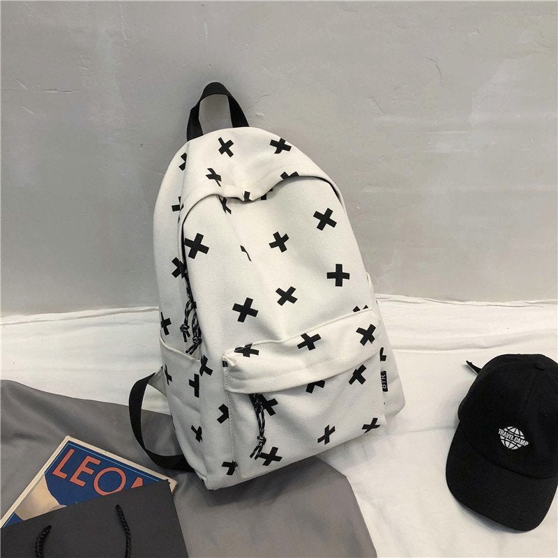 Cow Print Canvas Backpack w Plushie