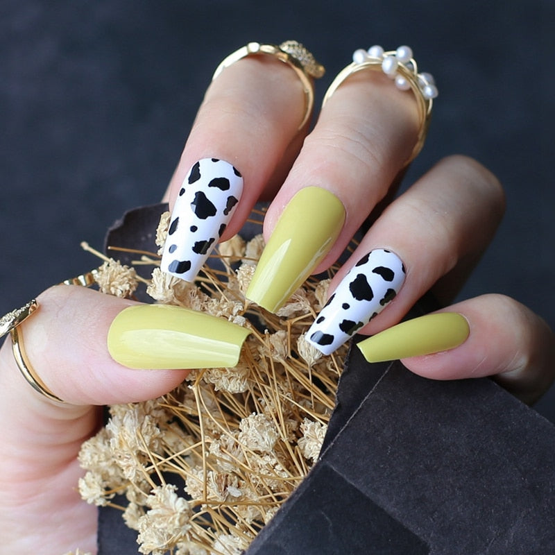 Cow Print Acrylic Nails