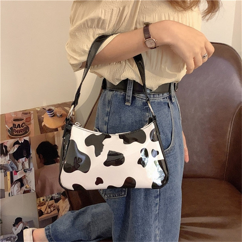 Retro Cow Print Handbag