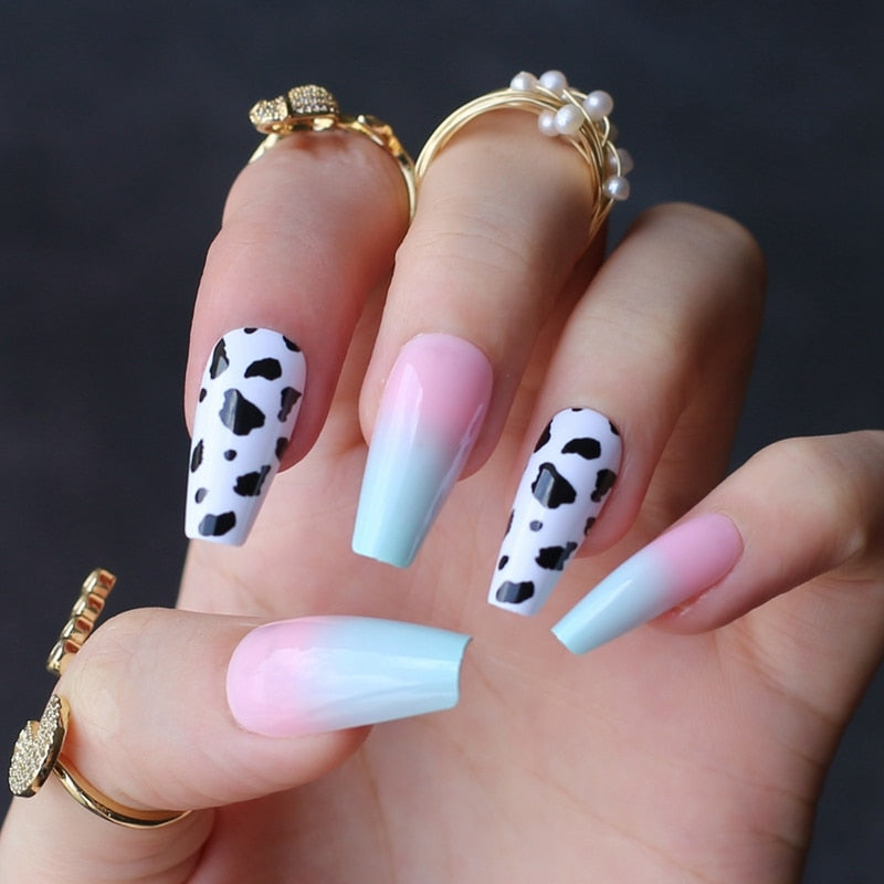 Cow Print Acrylic Nails