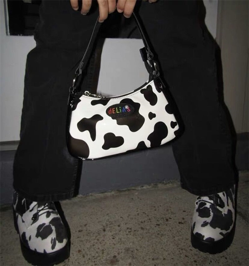 Retro Cow Print Handbag