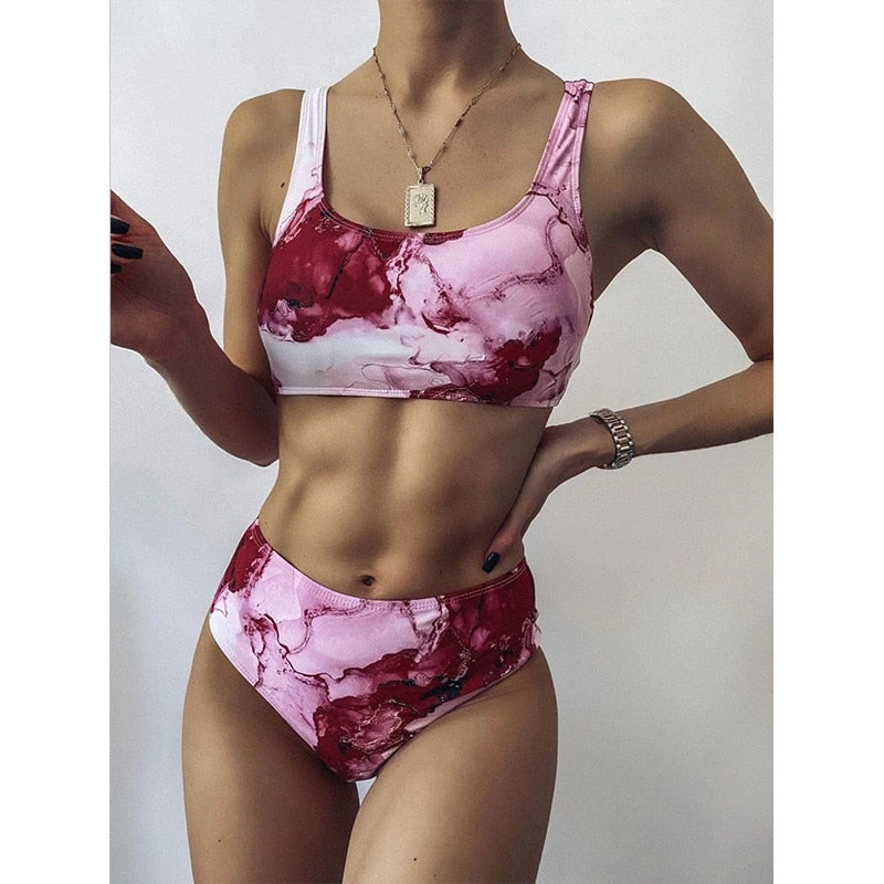 Cow Print High Waist Bikini