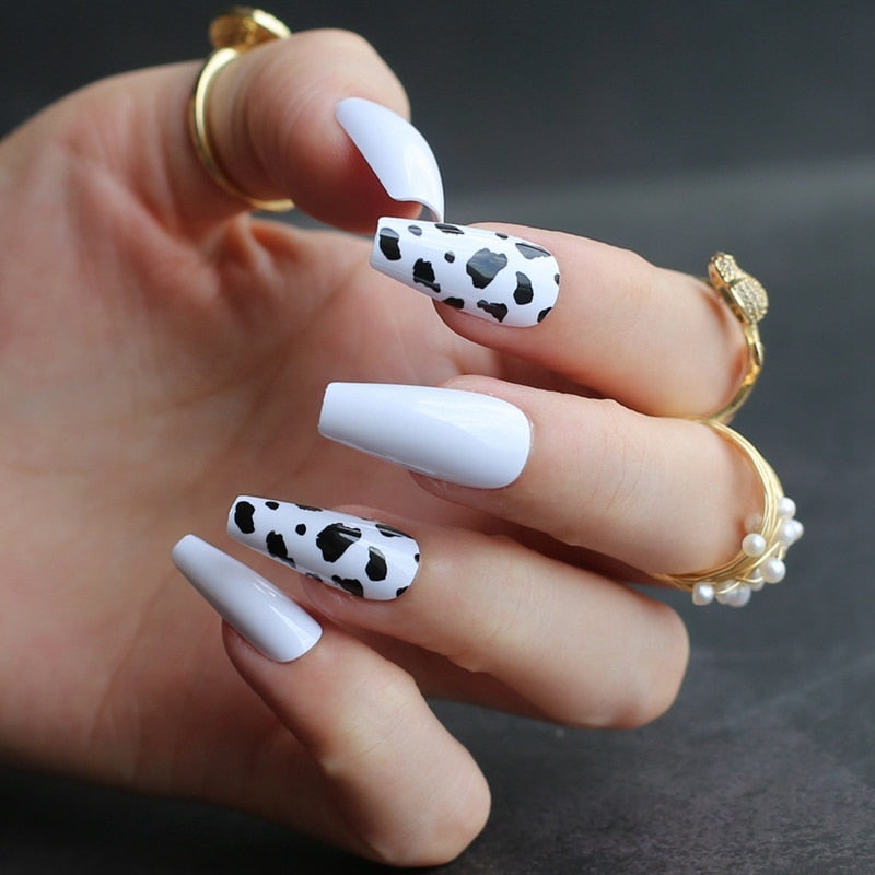 Cow Print Acrylic Nails