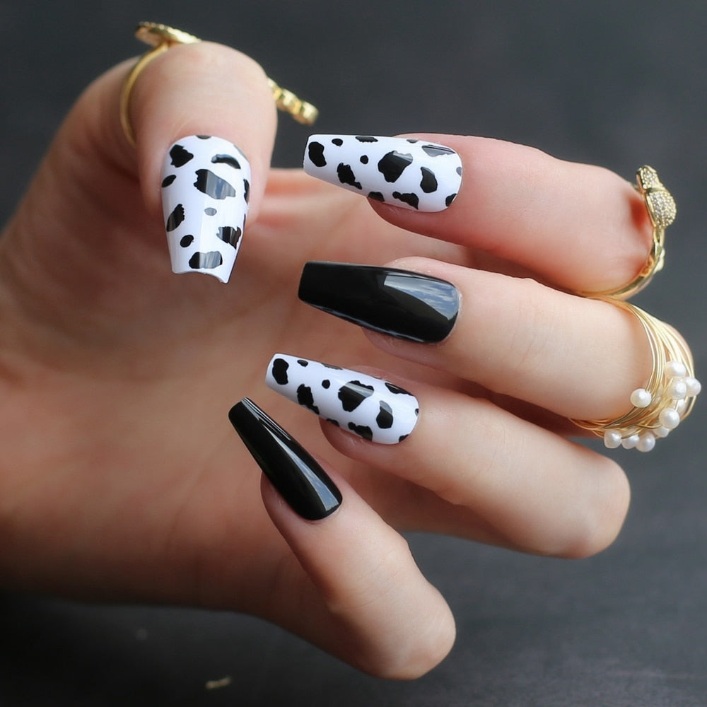 Cow Print Acrylic Nails