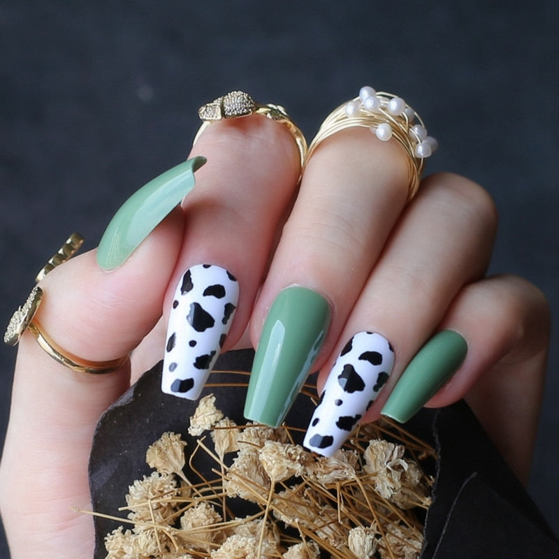 Cow Print Acrylic Nails