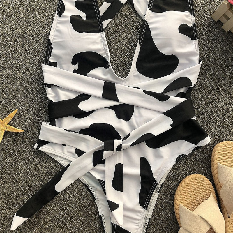 Cow Print One-Piece Swimsuit