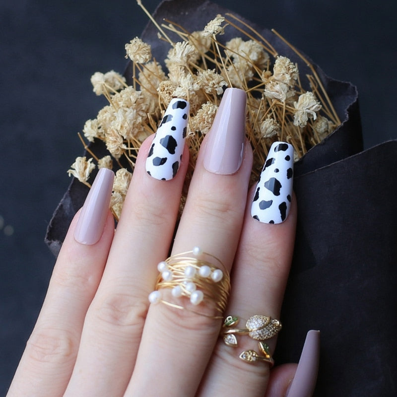 Cow Print Acrylic Nails