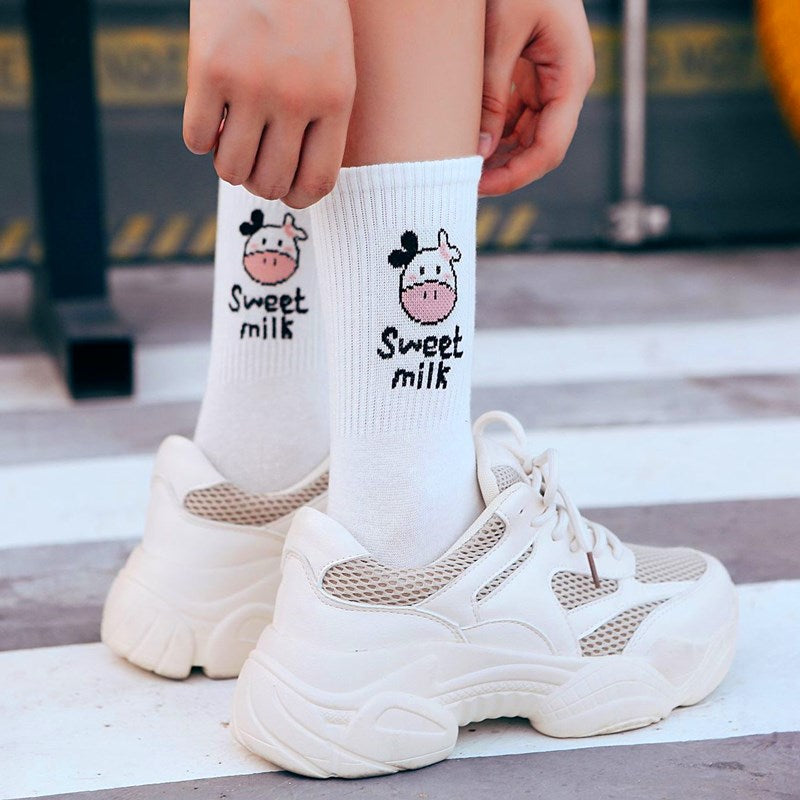 Cute Assorted Cow Socks - Harajuku Japanese Style