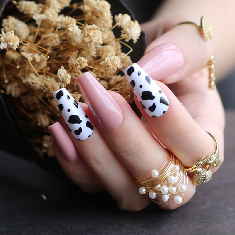 Cow Print Acrylic Nails