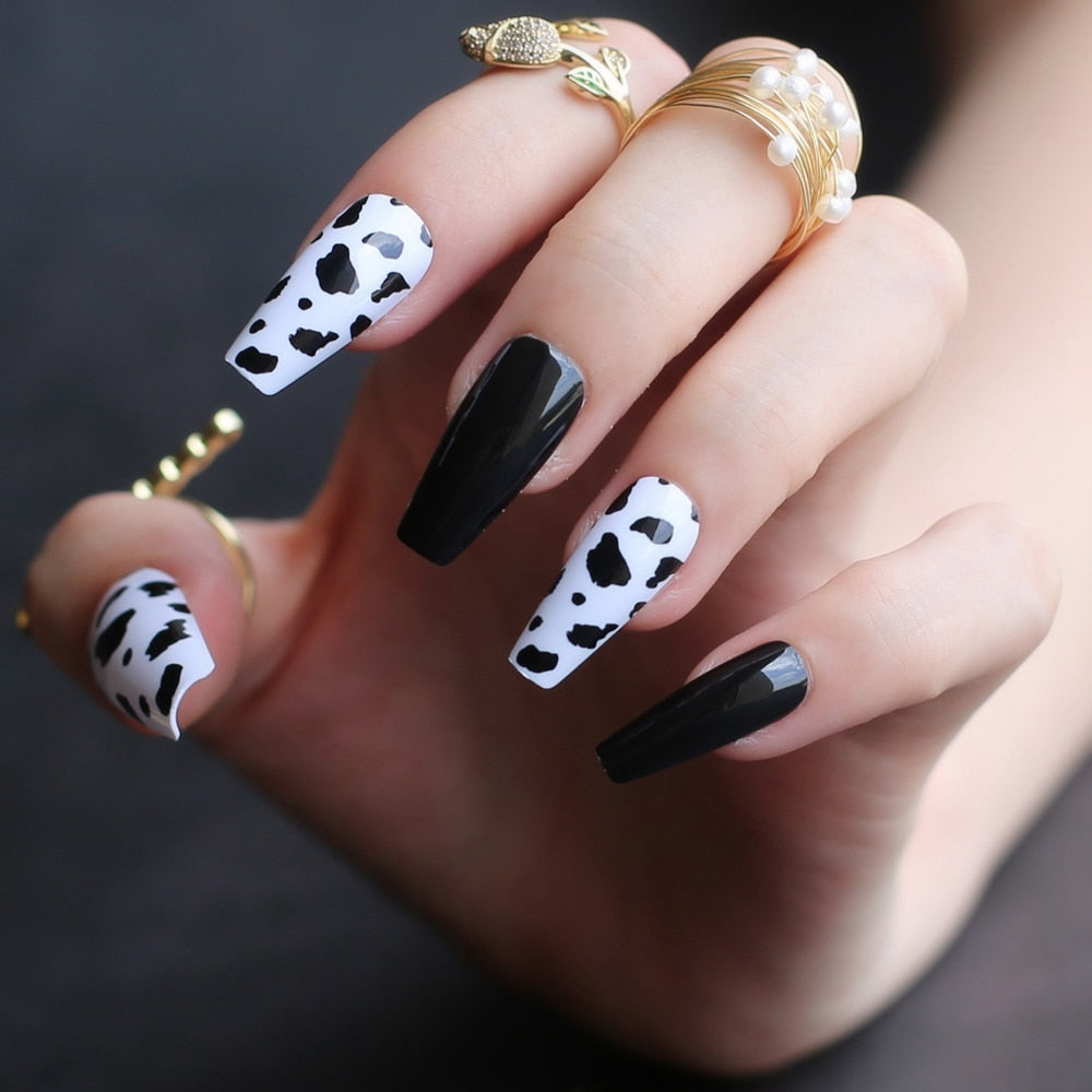 Cow Print Acrylic Nails