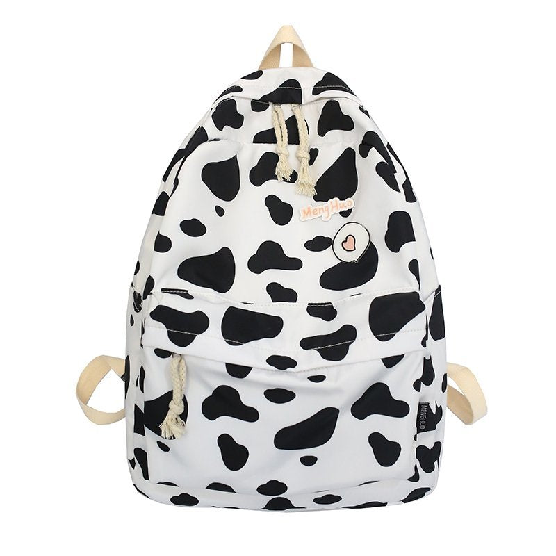 Cow Print Canvas Backpack w Plushie