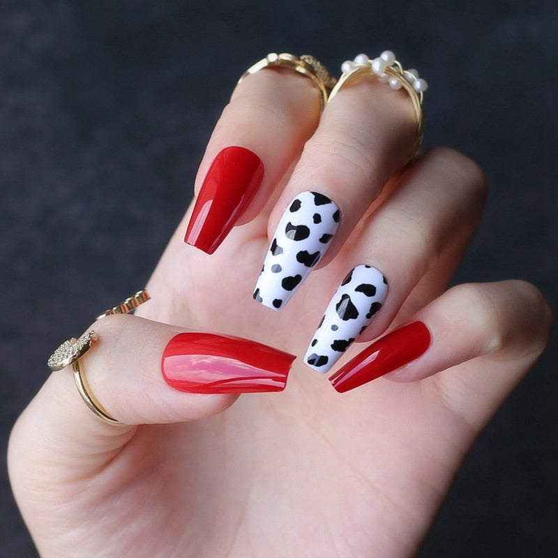 Cow Print Acrylic Nails