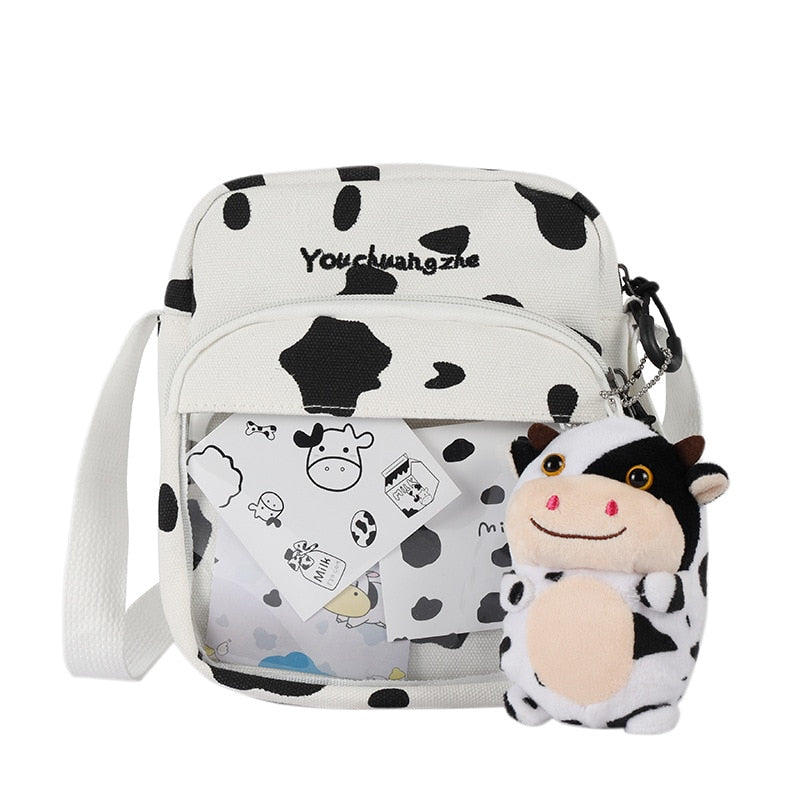 Cow Print Canvas Crossbody Bag