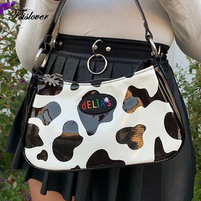 Retro Cow Print Handbag