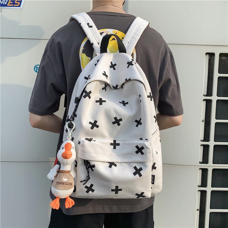 Cow Print Canvas Backpack w Plushie