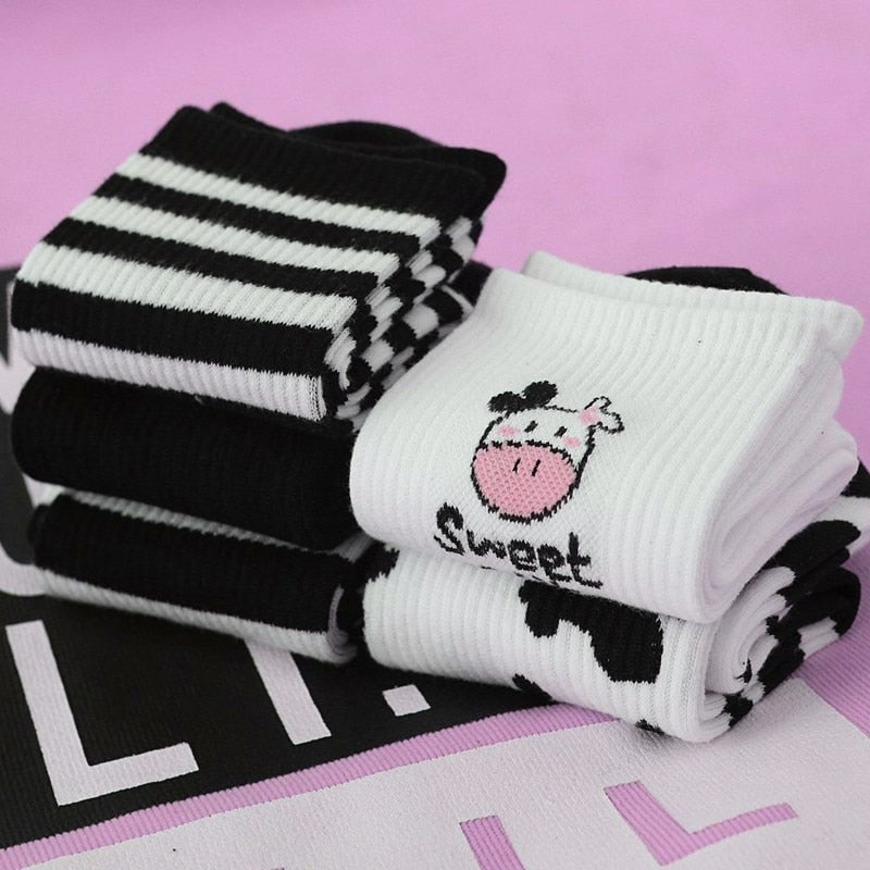 Cute Assorted Cow Socks - Harajuku Japanese Style