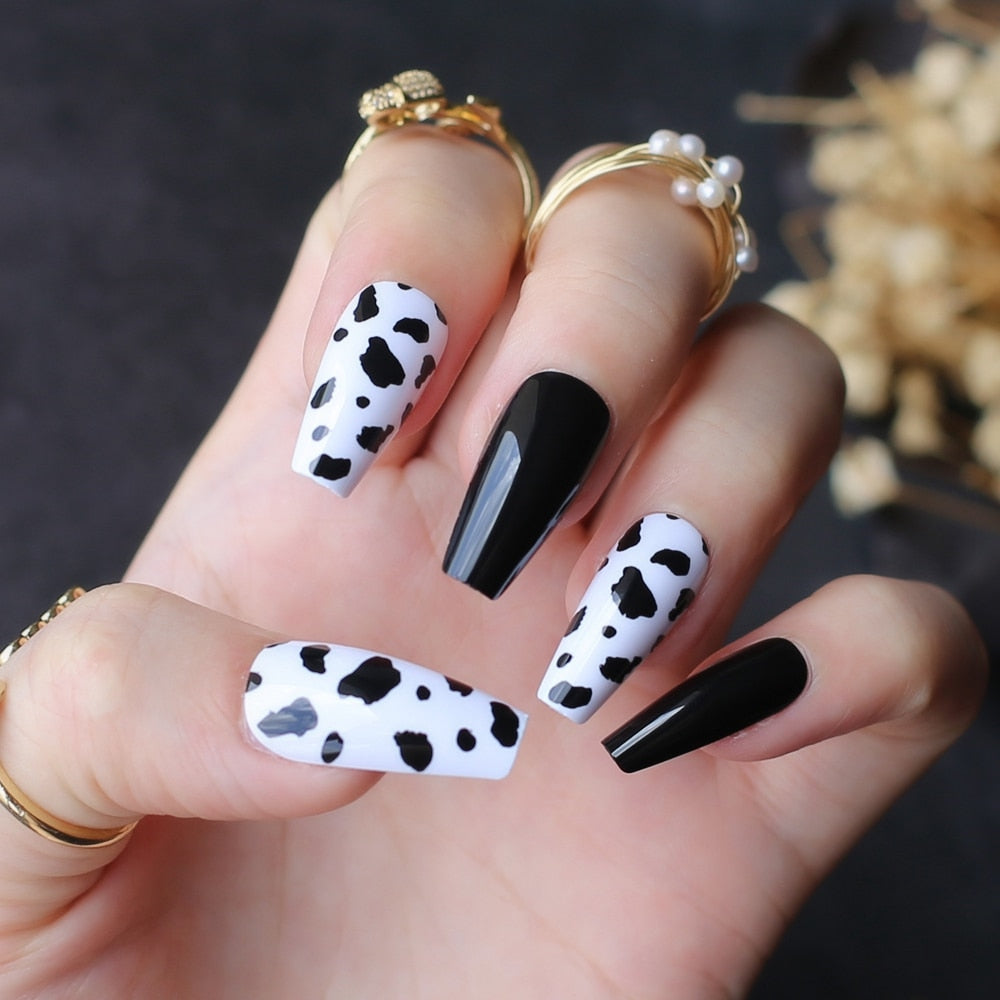 Cow Print Acrylic Nails