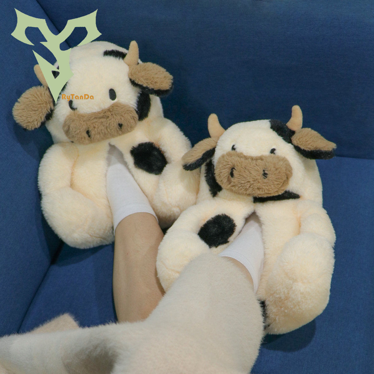 Kawaii Cow Plush Slipper