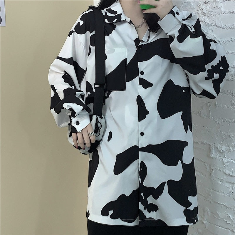 Deeptown Cow Print Button Up Shirt