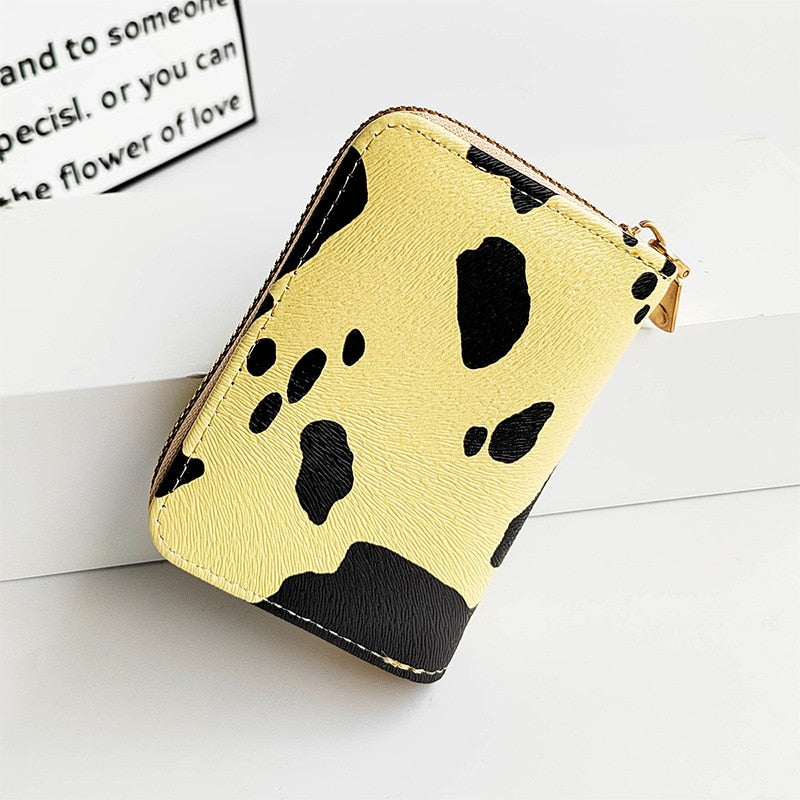 Womens Cow Print Leather Wallet