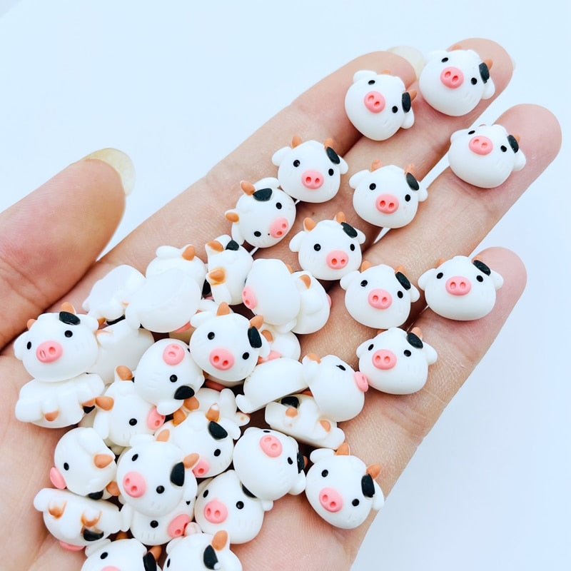 20 Pcs Mini Cartoon Young Cow Accessories