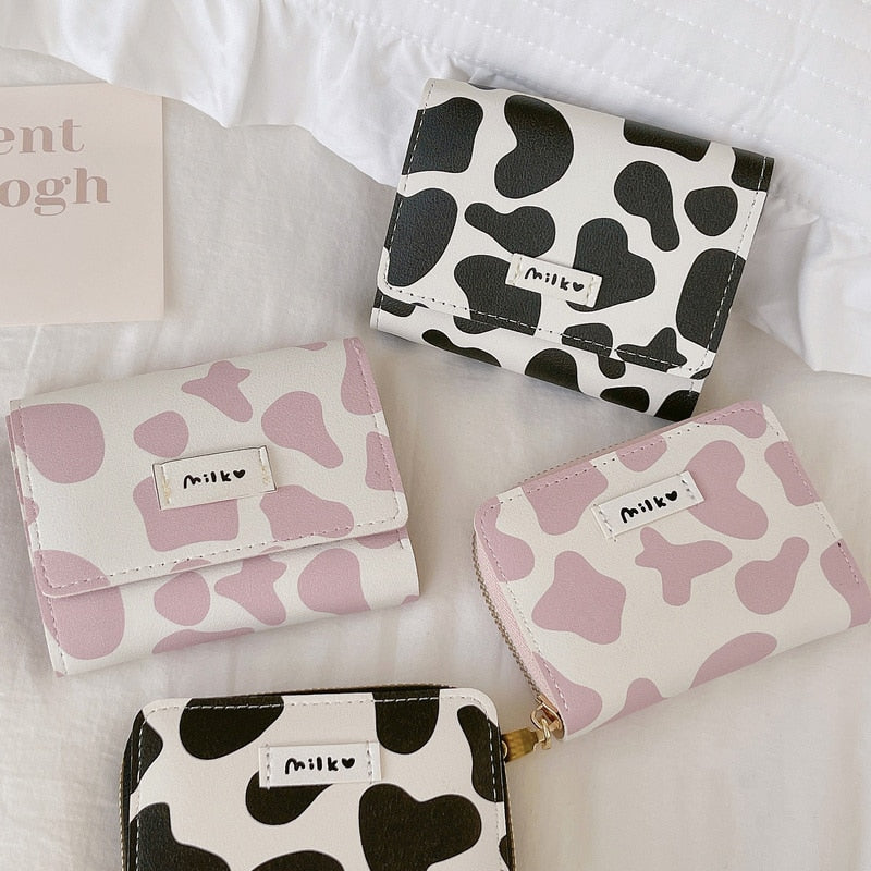 Womens Cow Print Leather Wallet