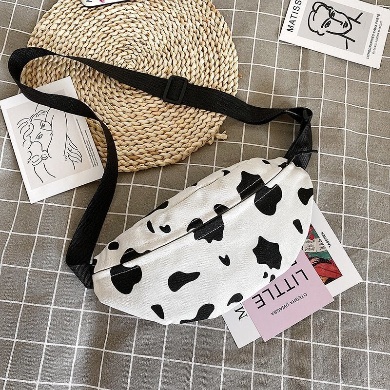 Cow Print Canvas Fanny Pack