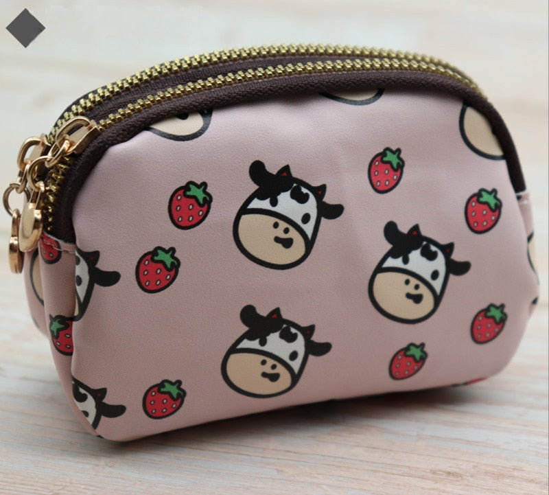 Womens Cow Print Leather Wallet