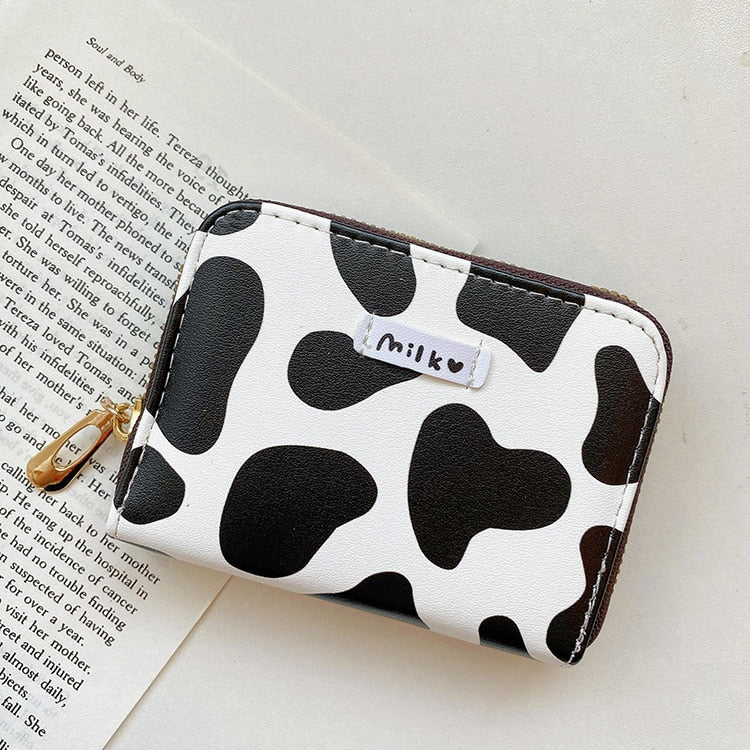 Womens Cow Print Leather Wallet