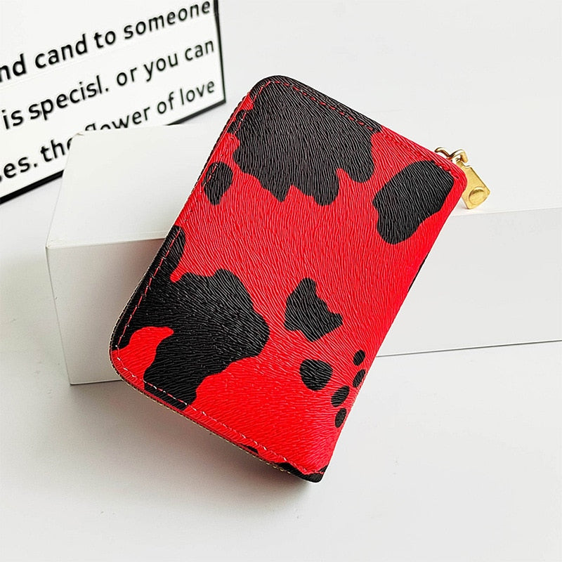 Womens Cow Print Leather Wallet