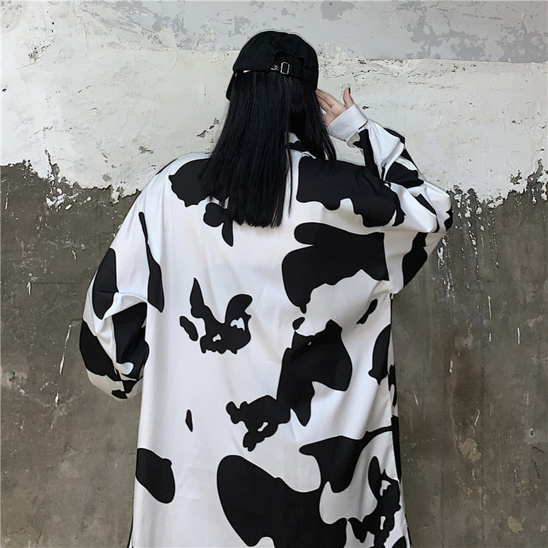 Deeptown Cow Print Button Up Shirt