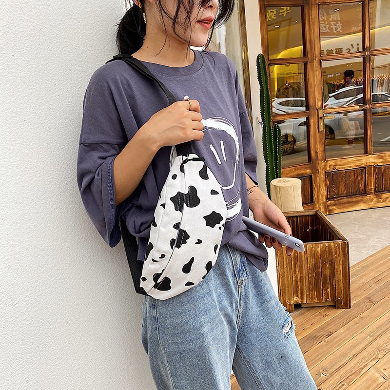 Cow Print Canvas Fanny Pack