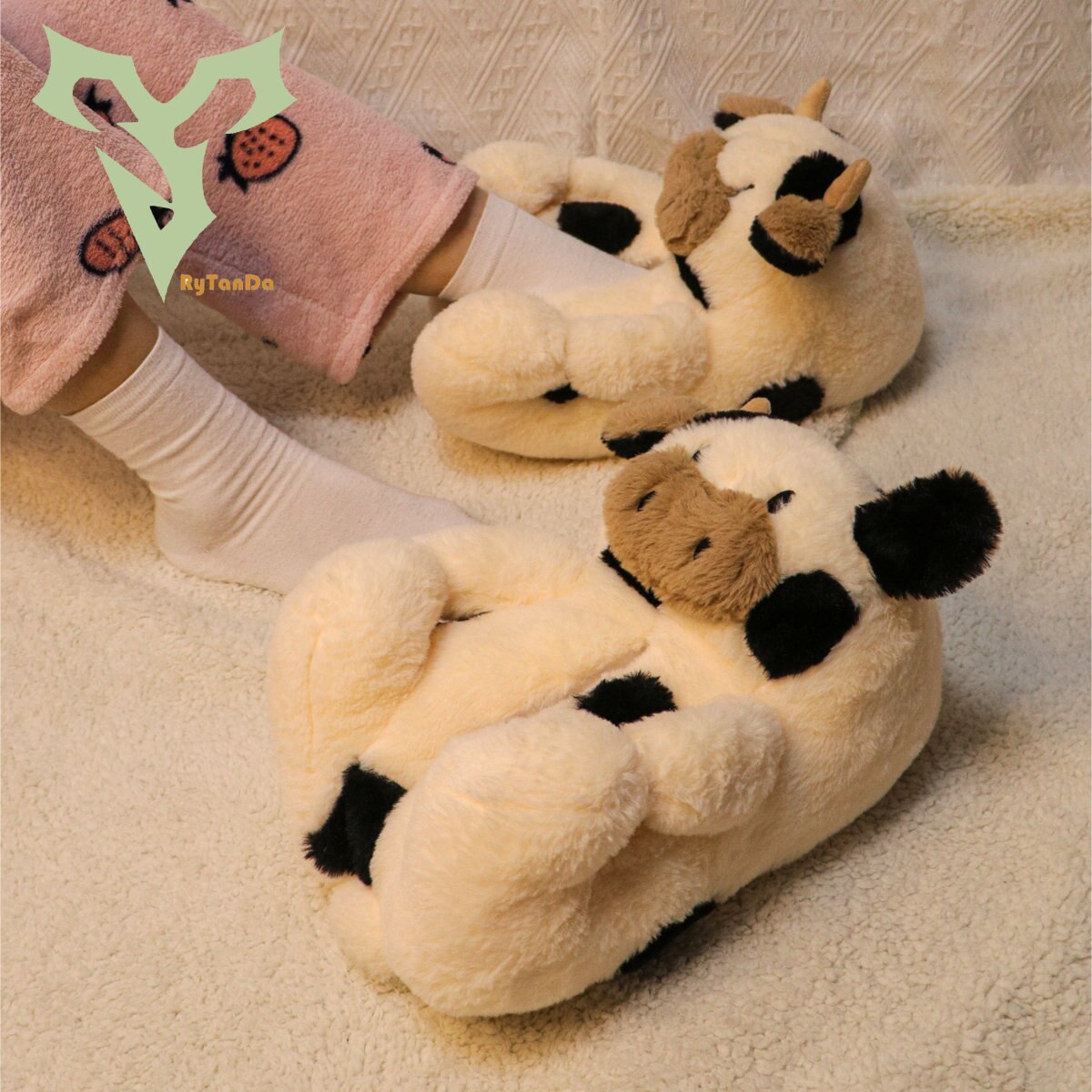 Kawaii Cow Plush Slipper