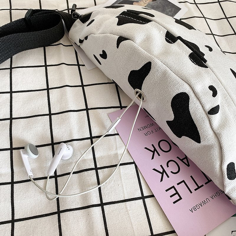 Cow Print Canvas Fanny Pack