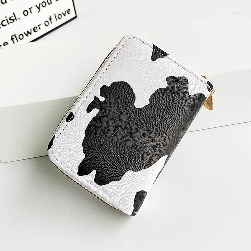 Womens Cow Print Leather Wallet