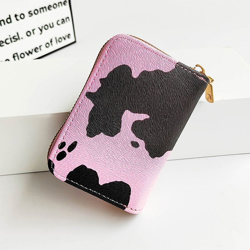 Womens Cow Print Leather Wallet