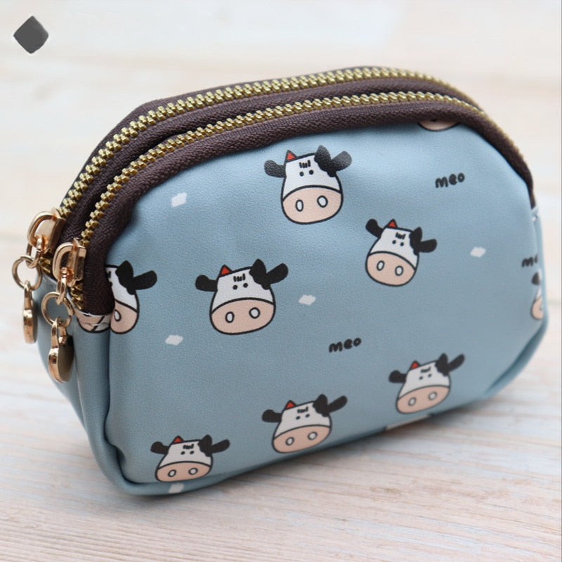 Womens Cow Print Leather Wallet